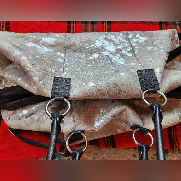 BS TRADING Western Silver Acid Washed Cowhide Custom Texas Weekender Satchel 24" - Picture 5 of 16